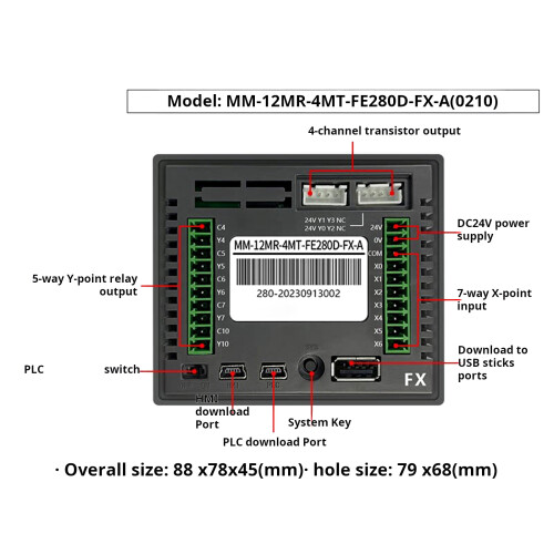 Industrial PLC Controller 2.8inch LCD Touchable Screen Panel 24V Power Supply 1