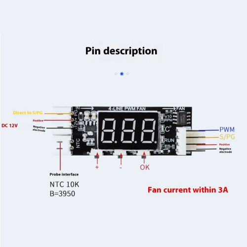 Precise 4 Wire PWM Speed Control Unit With Real Time Temperature Display 12V 3A 1 set