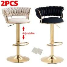 2PCS Velvet Bar Stools Breakfast Kitchen Chair Swivel Bar Stool with Armrests UK