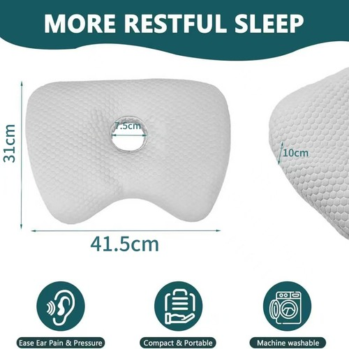 Adjustable Pillow with Ear Hole Ear Piercing Pillow Pain Relief for Side Sleeper 1