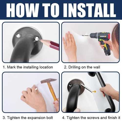 Grab Hand Rail Indoor Safety Handle Support Disability Elderly Mobility Aid UK 2