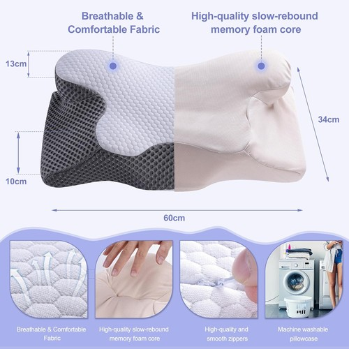 Memory Foam Cervical Pillow Ergonomic Neck Support Contour Pillow UK 2