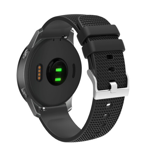 Silicone Check Pattern Watchstrap for Garmin Vivoactive 4 18mm Black 1