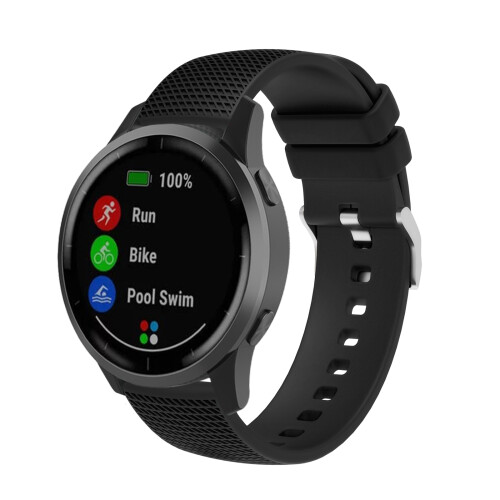 Silicone Check Pattern Watchstrap for Garmin Vivoactive 4 18mm Black 2