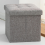 Folding Storage Ottoman Seat Grey Stool Home Chair Footstool Storage Box uk 1