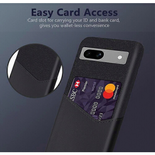 Anti-Fall Phone Cover with Card Holder, Cloth Texture Slim Protective Case for Google Pixel 7a 1