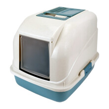 Classic Enclosed Hooded Cat Litter Box with Handle & Scoop - Blue (50.5cm x 40cm)