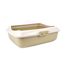 Classic Premium Cat Litter Tray with Raised Rim - Beige (50cm x 40cm)