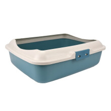 Classic Premium Cat Litter Tray with Raised Rim - Blue (50cm x 40cm)