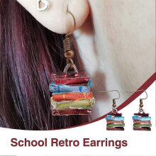Stack of Books Earrings Women Multicolor Book Pendant Jewellery Earrings