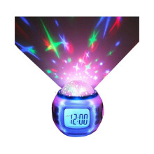 LED digital vækkeur med stjerneprojektor, musik, kalender, timer og