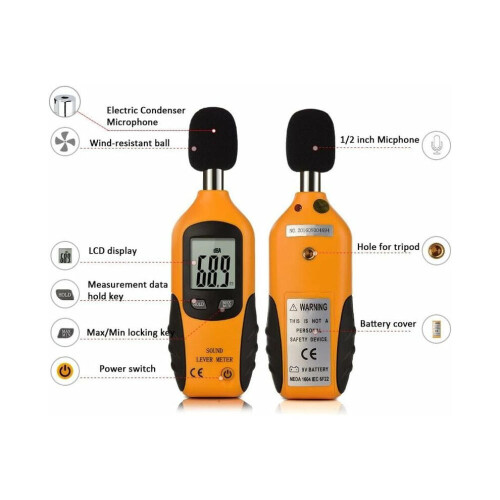 Sonómetro digital, sensor sensible para mediciones directas, SPL portátil 2