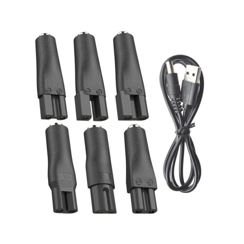 Συμβατό σετ 7 τεμαχίων με θηλυκό βύσμα DC 5,5 x 2,1 mm σε ξυριστική μηχανή διπλ