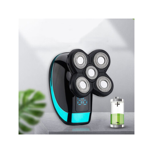 Afeitadora eléctrica (azul) compatible, recargable, con pantalla digital inteligente. 2