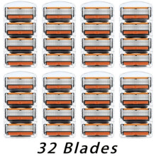 32 scheermesjes met 6 lagen, compatibel met Fusion 5 gezichtsscheermesjes.