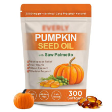(1pc) Everly Pumpkin Seed Oil with Saw Palmetto Capsules, Prostate Health Support, Promotes Hair, Skin, and Nails, 60 Count