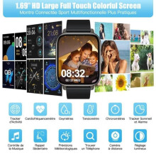 (Zwart) Sport Smartwatch, 1,69 inch smartwatch voor mannen/vrouwen, IP68 waterdicht