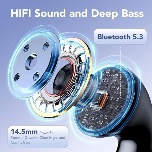 Auriculares inalámbricos Bluetooth 5.3, con 4 micrófonos con cancelación de ruido.