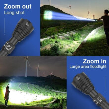 (Černá) 600 000 lm XHP90.3 Plus Výkonná LED svítilna XHP70 Dobíjecí USB