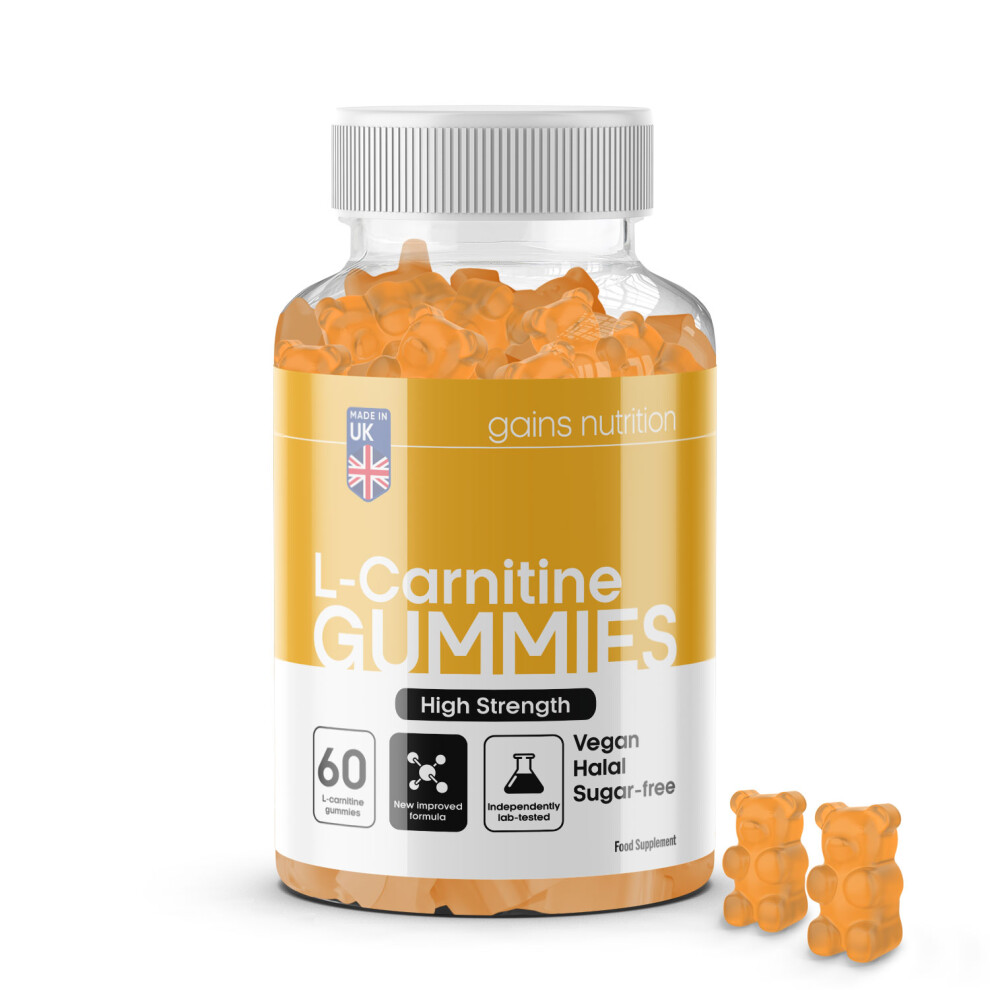 Gains Nutrition Acetyl L-Carnitine Gummies - With Ashwagandha, Vitamins B6, B12 - Natural Mango