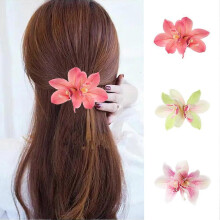 (green) Double-Flower Hairpin Orchid Flowers Hair Clips Hawaii Fashion Hair Claw Women