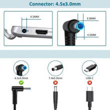 Nabíječka pro notebook HP 65W, 19,5 V 3,33 A, napájecí zdroj pro HP Pavilion x360 11 13 14