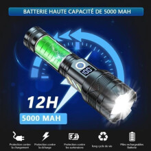 Oplaadbare zaklamp, 120.000 lumen, 5 lichtstanden, ultra-krachtige LED