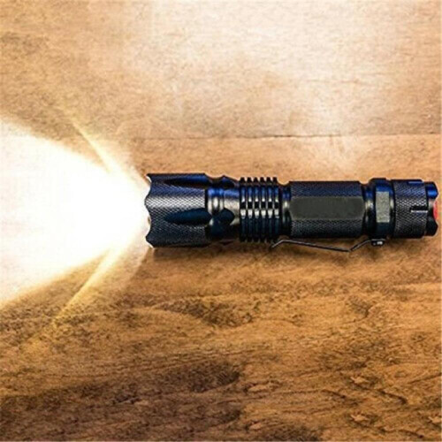 Linterna recargable USB con zoom de 1500 lúmenes (negra) - Linterna estroboscópica 1