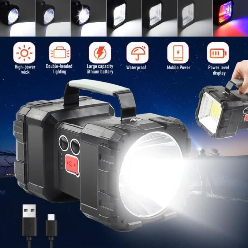Linterna LED recargable USB ultra potente de 10000 mAh.