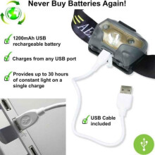 LED čelovka - CREE - dobíjecí přes USB - 5 režimů - 6000K - energetická třída A+
