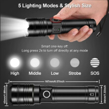Ultra výkonná dobíjecí LED svítilna s výkonem 50 000 lumenů, taktická vojenská