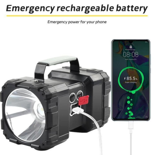 Linterna LED recargable USB ultra potente de 10000 mAh. 2