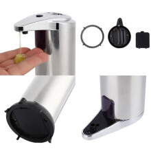(Stříbrný) Automatický bezdotykový dávkovač mýdla 280 ml — nerezová ocel, IR