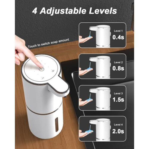 Automatisk sæbedispenser, 380 ml USB C genopladelig flydende sæbedispenser med 1