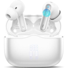 (Hvid) Trådløse Bluetooth 5.4 Øretelefoner, HiFi Stereo med Støjreducerende Mikrofon