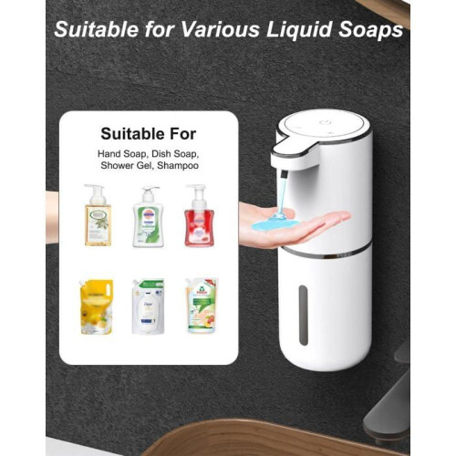 Automatisk sæbedispenser, 380 ml USB C genopladelig flydende sæbedispenser med 2