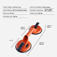 2 ks skleněných přísavek - Duoku - 12,3 cm - 150 kg - hliníková rukojeť
