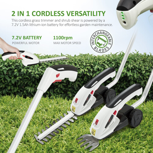 NETTA NETTA 7.2V 2 in 1 Grass Shear and Hedge Trimmer with Telescopic Handle 1
