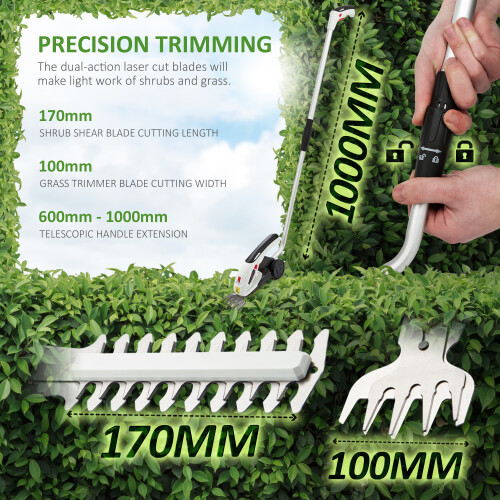 NETTA NETTA 7.2V 2 in 1 Grass Shear and Hedge Trimmer with Telescopic Handle 2