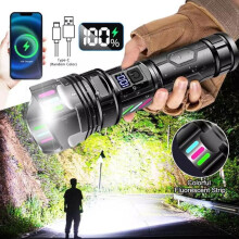Ultra výkonná dobíjecí LED svítilna s výkonem 90 000 lumenů, taktická vojenská