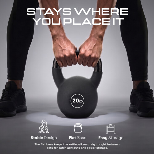 Kayman Kettlebell, Cast-Iron Core, Neoprene Coated, Flat Base, Colour-Coded for Advanced Bulking, 20kg 2
