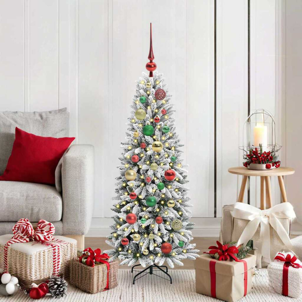 vidaXL Artificial Christmas Tree 120 cm White PVC with 150 LEDs - Image 2