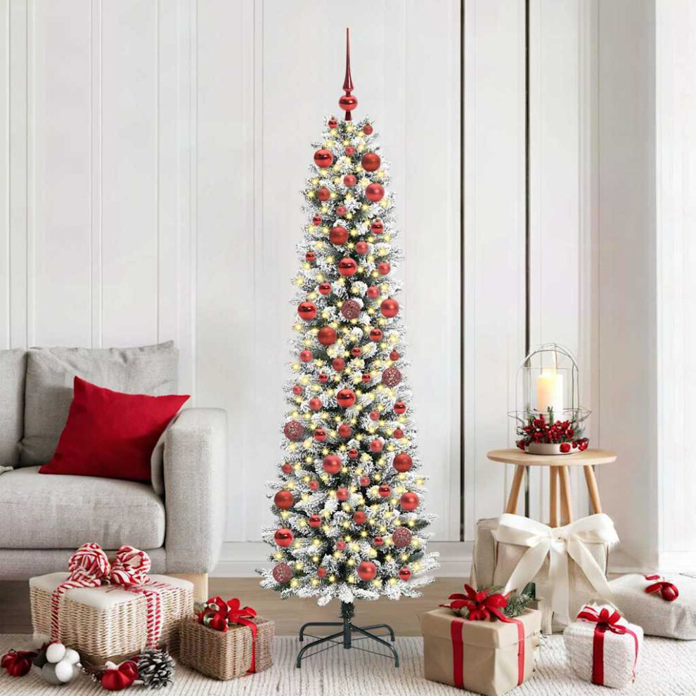vidaXL Artificial Christmas Tree - 180 cm - Green - LED Lights - Image 2