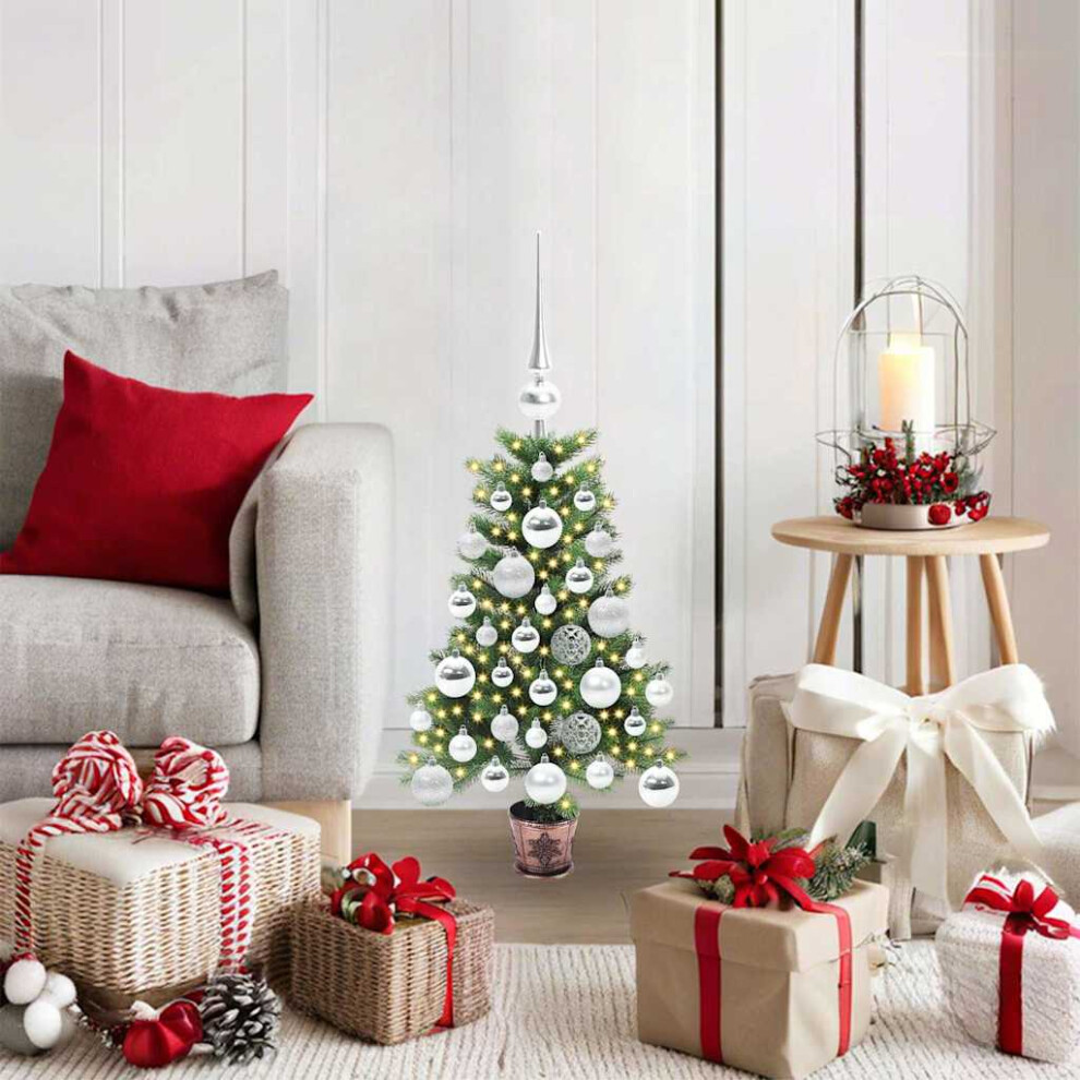 VIDAXL 2ft Artificial Christmas Tree with Silver Baubles and Integrated Pre-Lit LED Lights for Festive Home Decor - Image 3
