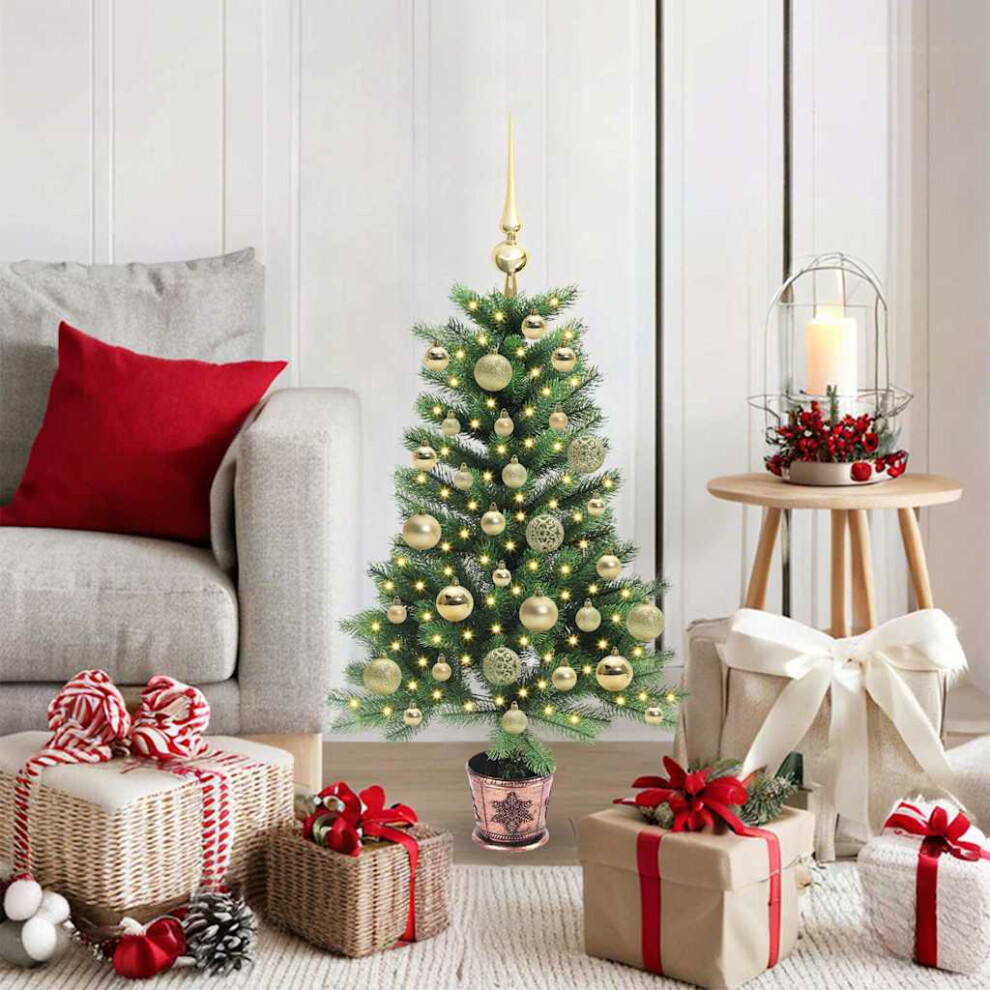 vidaXL 90 cm PE Artificial Christmas Tree with 150 LEDs - Green - Image 2