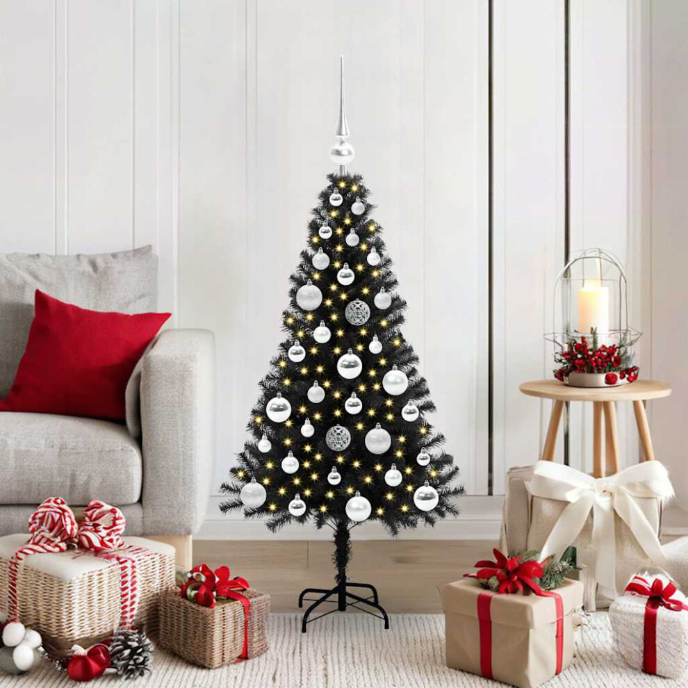 vidaXL Artificial Christmas Tree with LEDs and Stand - Black - 120 cm PVC - Image 2