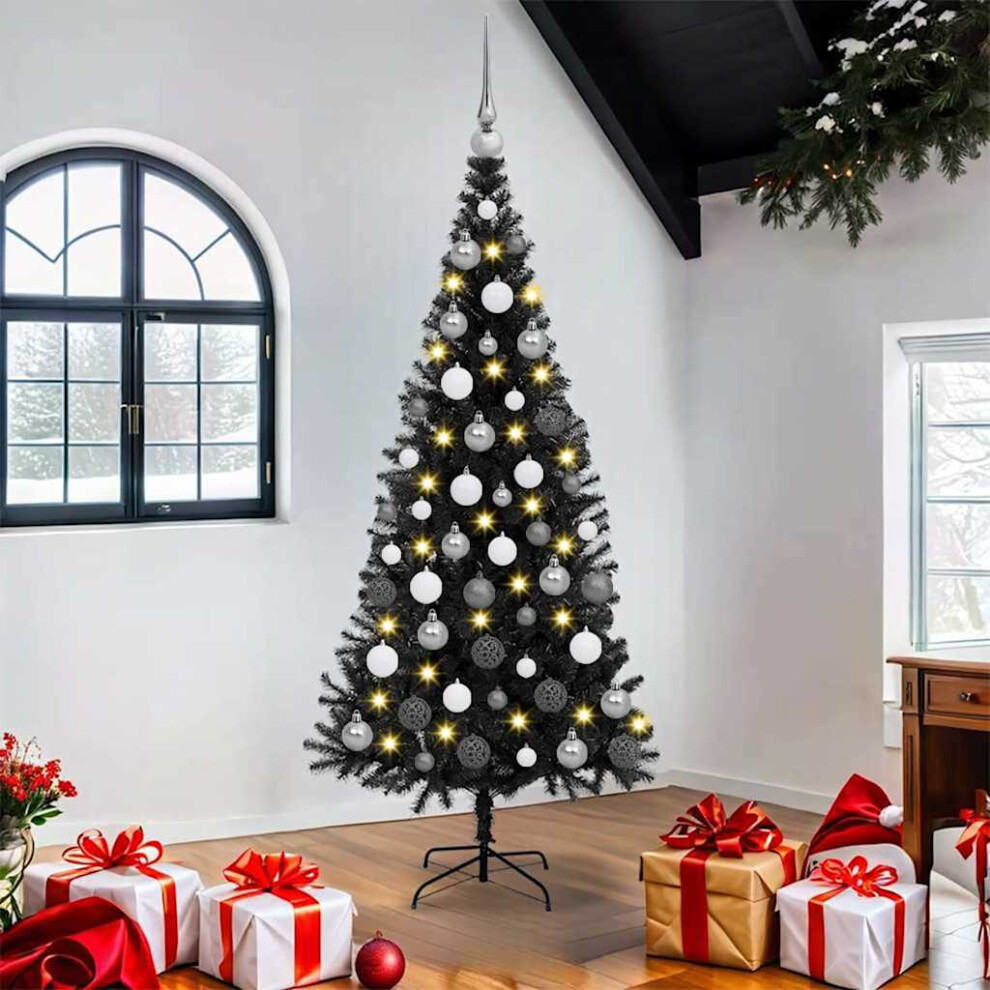 Vidaxl (Black, 180 Cm) Artificial Christmas Tree Christmas Display Tree With Leds And Ball Set