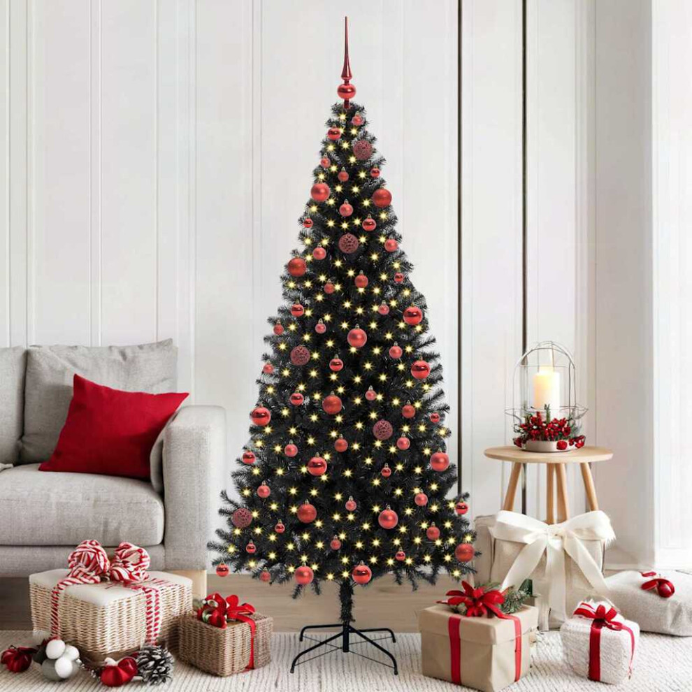 Vidaxl (Black, 180 Cm) Artificial Christmas Tree Christmas Display Tree With Leds And Ball Set