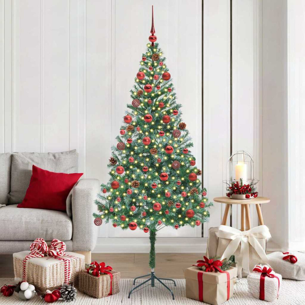 Vidaxl (180 X 90 Cm) Frosted Christmas Tree Christmas Display Tree With Leds And Ball Set