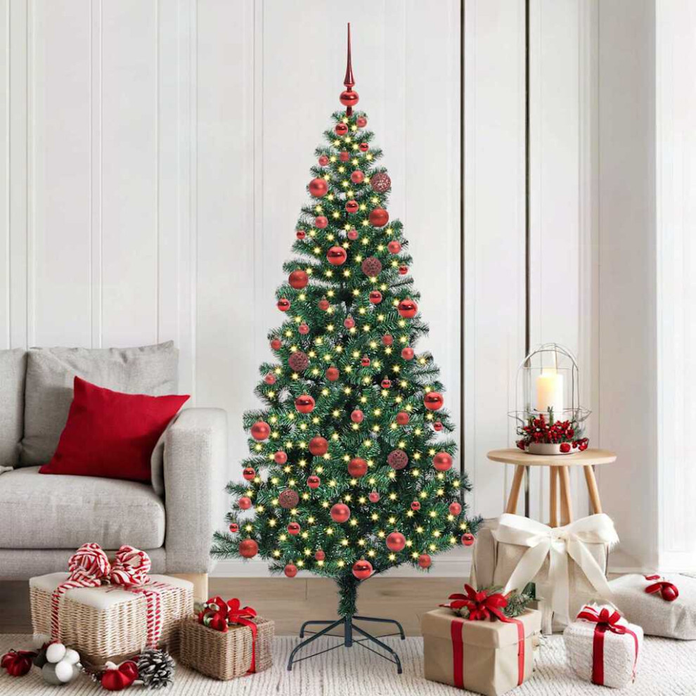 Vidaxl (180 Cm) Artificial Pre-Lit Christmas Tree Green Pvc And Metal Led Decorative
